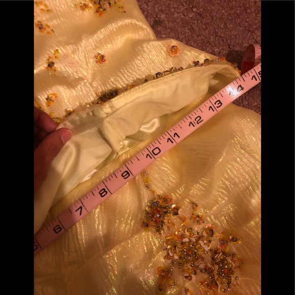 Unique Vintage Beaded Yellow Ballgown - Picture 16 of 17